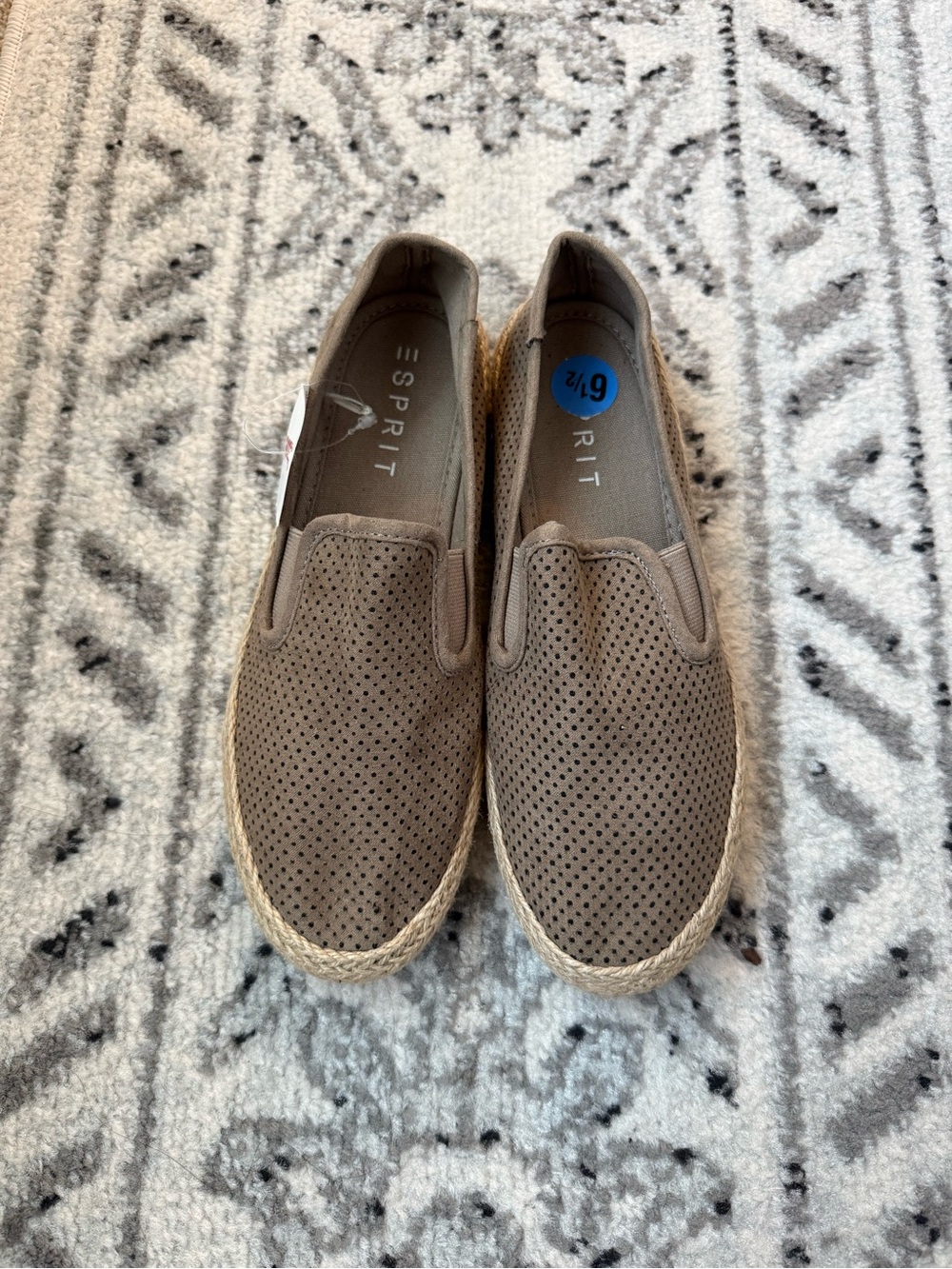 Espirit Nadine Taupe Perforated Slip-On Espadrilles - Picture 2 of 5